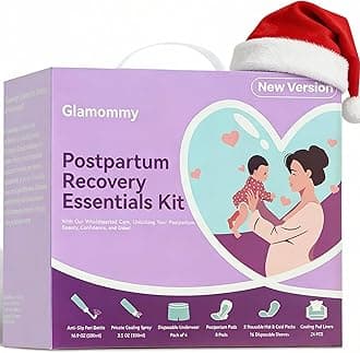 Postpartum Recovery Essentials Kit for Women, Includes Pack-all Box, Peri Bottle, Cooling Spray, Disposable Postpartum Underwears, Postpartum Pads, Hot&Cold Packs,Soothing Liners, Purple