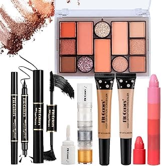 Makeup Gift Set, Multipurpose Kit Come with Makeup Palette Lipstick Concealer Eyeliner Mascara Glitter Gel, for Face Eyes Lip, Starter Bundle for Women and Girls, Portable Beauty Travel Package
