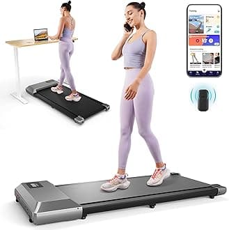 DeerRunWalking Pad 2 in 1 Under Desk Treadmill, 2.2HP Low Noise Walking Pad Running Jogging Machine with Remote Control for Home Office, Lightweight Portable Desk Treadmill Installation Free