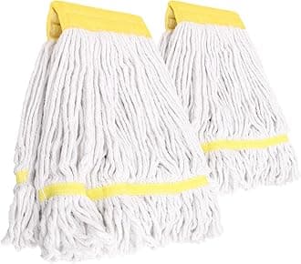 (2 Pack) Heavy Duty Mop Head Commercial Replacement for Floor Cleaning,Wet Industrial Cotton Looped End String Heads Refill,Yellow