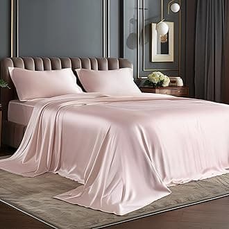 BEDELITE Satin Sheets Twin Size Bed Set, Luxury Soft Pink Silky Sheets for Hair and Skin, Similar to Silk Bed Sheets Set 3 Pieces with 1 Deep Pocket Fitted Sheet, 1 Flat Sheet, and 1 Pillowcase