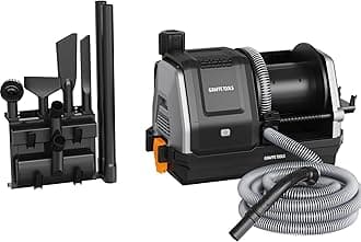 Giraffe Tools Grandstorm Retractable Vacuum Cleaner with 30 FT Hose Wall Mounted, Wet Dry Vacuum Cleaner with 6 Nozzles for Car Detailing Normal Version, Grey （No Remote Control Function）