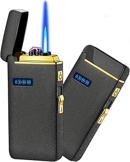 Electronic Lighter, Jet Flame Torch Lighters, 2 in 1 Arc Electric USB Rechargeable Windproof Infinity Lighter, Refillable Butane for Cigar, BBQs, Fireworks, Candle, Camping (Red)