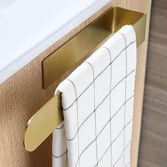 Taozun Gold Hand Towel Holder, Adhesive Towel Rack Bathroom Towel Bar Stick on Wall, Stainless Steel Towel Ring Whithout Drilling, 11.8-Inch