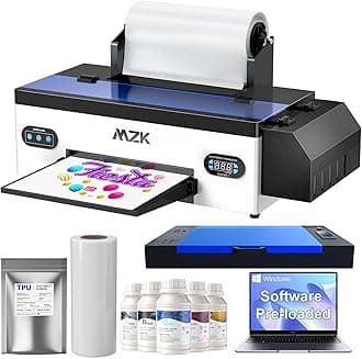 MZKA3 DTF Printer,High-Speed Print,13”Max Print Width,Safety Print Software,White Ink Circulation + Cleaning System,2880DPI,Gift Ink 2 Year (A3 Printer+Oven+Laptop-White)