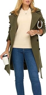 Steve Madden Trench Coat for Women – Double-Breasted Long Winter Faux Wool Coat