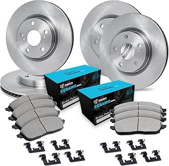R1 Concepts Front and Rear Brake Kit For 2017-2019 Jaguar XE, 2017-2020 Jaguar XF| Blank Brake Rotors| Ceramic Brake Pads and Rotors Kit| Hardware included
