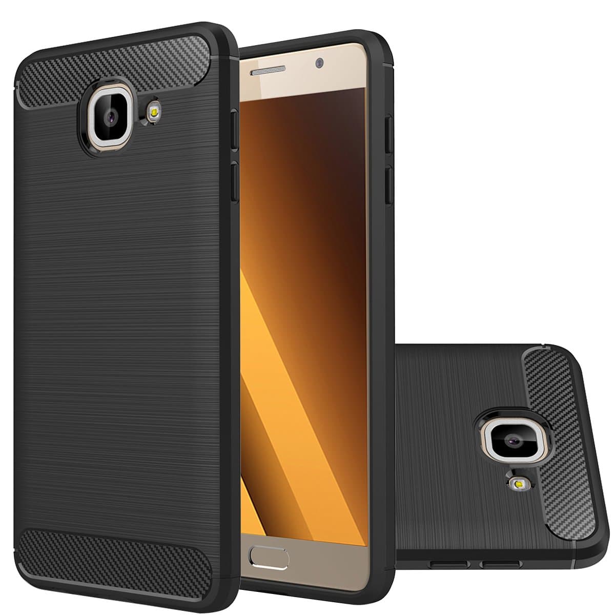 Samsung Galaxy J7 Max Case,Ultra Thin Light Weight Case Flexible TPU Bumper Carbon Fiber Shock Absorbing Slim Fit Back Cover for Galaxy J7 Max (Black)