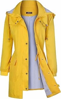 Bloggerlove Women's Raincoats Windbreaker Rain Jacket Waterproof Lightweight Outdoor Hooded Trench Coats S-XXL