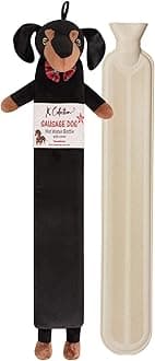 Extra Long Hot Water Bottle – Super Soft Novelty Plush Cover – Natural Rubber 2L Capacity – 72cm Long – Perfect for Pain Relief on Aches or Injuries (Sausage Dog)