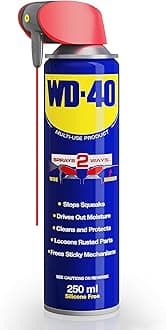 WD-40 Multi Use Lubricant Spray 250ml, Wide and Narrow Smart Straw, Multipurpose WD40 Spray Lubricant for DIY Maintenance, Water Displacement, and Protection on Gears, Threads, and Hinges