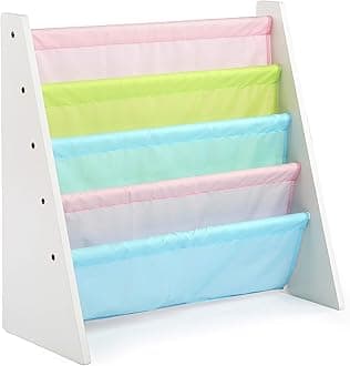 Tot Tutors Kids Book Rack Storage Bookshelf, White/Pastel (Pastel Collection)