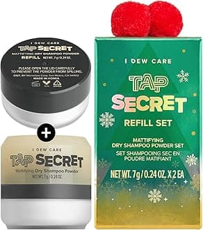 I DEW CARE Biotin Dry Shampoo Powder Limited Edition - Tap Secret Refill Set | Korean Black Ginseng, Non-aerosol, Benzene-free, Travel Size, Valentine Day Gifts Sets, 0.24 oz. x 2EA