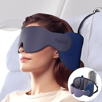Travel Pillows for Airplanes, 360° Head Support for Long Flight, Soft Airplane Pillow with 3D Eye Mask for Sleeping, Stop Bobblehead, Airplane Headrest Gadgets, Dark Grey