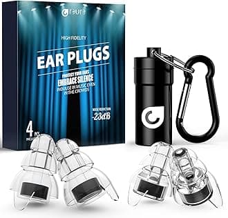 High Fidelity Concert Ear Plugs, Noise Cancelling Silicone Ear Plugs 2 Pairs Great for Concerts Loud Music, Musicians, Motorcycles, Airplanes, Raves, Hearing Protection -23 dB