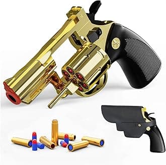 Revolver Toy Gun with Holster Gold - Soft Bullet Western Cowboy Prop Revolver...