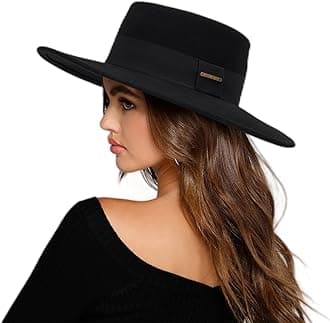 CXQRRWomen Men Classic Felt Fedora Hat Wide Brim Flat Top Boater Hat(Size:M)