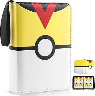 Card Binder 4 Pocket, Trading Card Holder Fits 400 Cards With 50 Removable Sleeves, Portable Collection Card Ablum, Game Card Case book With Zipper for Gift - Yellow
