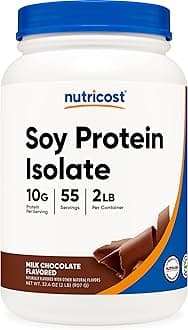 Nutricost Soy Protein Isolate Powder, 2 LB Milk Chocolate - 10 Grams of Protein Per Serving, Vegan, GMO-Free & Gluten Free