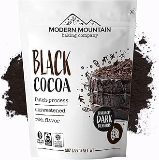 Black Cocoa Powder (8 Oz) Bake Dark Chocolate Baked Goods, Get Rich Chocolate Flavor, Natural Substitute for Black Food Coloring, Cocoa Powder Processes