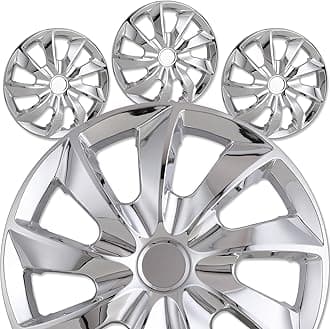 16" Premium Universal Wheel Rim Covers – Set of 4 Chrome Hubcaps,ABS&PC Material Hub Protection Accessory,Snap-on Replacement Caps for Car,Pickup Truck,SUV - 16 Inch Chrome