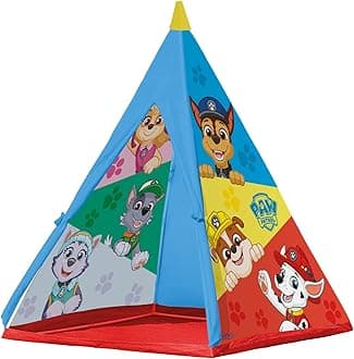 John 71107 Children's Teepee Paw Patrol Play Tent with Chase, Zuma and Rubble in Officially Licensed Motif