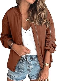 EVALESS Oversized Down Jackets for Women Trendy 2024 Winter Outfits for Women Dressy Casual Cute Bomber Jackets Long Sleeve Stand Collar Zip Up Fall Jacket Teachers Clothes with Pocket，Brown XX-Large
