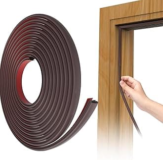 6M Brown D-Shape Rubber Weather Stripping Door Seal Strip Draught Excluder for Doors,Self-Adhesive Waterproof Soundproof Door Seal Strip Weather Stripping for The Protection of Large Gap Door Frames