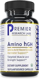 Amino HGH - Contains L-Arginine, L-Lysine, L-Ornithine & Alpha-Ketoglutarate - Supports Healthy Production of Amino Acid-Based Growth Hormone - 105 Plant-Source Capsules