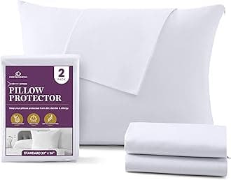 CIRCLESHOME Standard Pillow Protectors 100% Cotton, Quality Materials & Breathable Pillow Covers, Machine Washable (Standard - Set of 2 - 20x26)