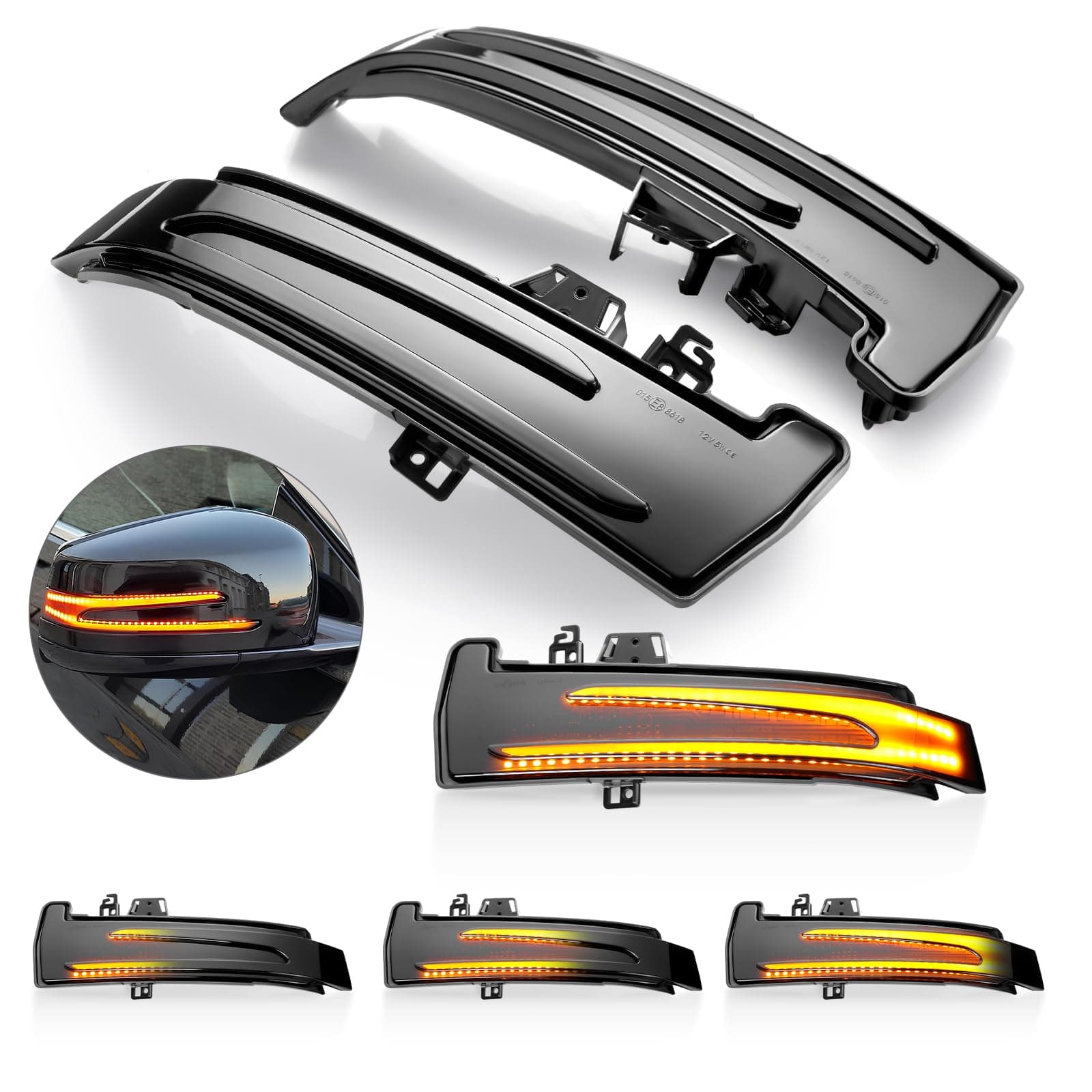 1 Pair Dynamic LED Wing Mirror Indicator Turn Signal Light Amber Color For Mercedes Benz W204 W212 W221 A2129067401, A2129067501