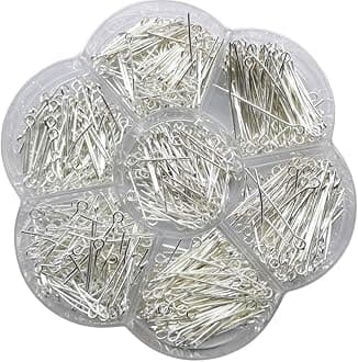 Chenkou Craft 700pcs Assorted of 7 Sizes Mix Eye Pins for Jewelry Making (Silver, Mix)