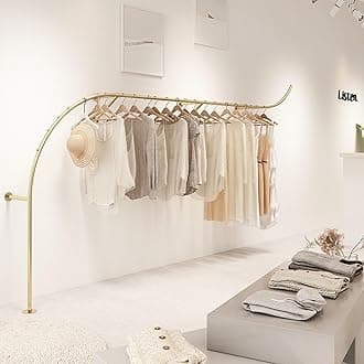 Creative Clothes Display Rack for Boutiques, Heavy Duty Metal Wall Mounted Garment Rail - Creative Arc Shape Design Display Stand - Ideal for Retail Stores and Commercial Use, Gold ( Size : 400cm )