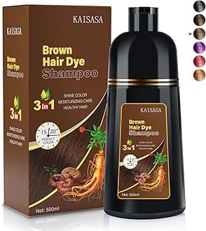 KAISASA Brown Hair Dye Shampoo - Instant Color Shampoo 3 in 1 for Gray Coverage, For Women and Men, Long-Lasting 500ML