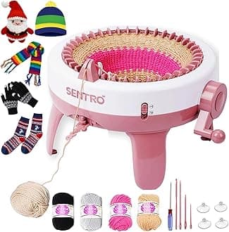 Sentro Knitting Machine, 48 Needles Smart Knitting Crochet Machine with Row Counter for Adults and Beginners, Automatic Circular Weaving Spinning Knitting Loom Machine Kit for Hat,Socks,Scarves,Gloves