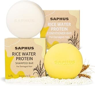 Rice Water Shampoo Bar & Argan Conditioner Bar Set – Strengthening & Nourishing Hair Care Duo for Fine or Weak Hair – Solid Shampoo and Conditioner Bars for Growth, Shine & Scalp Balance