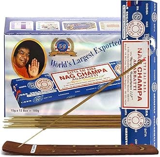 Nag Champa Incense Sticks 15g x 12 and Incense Stick Holder Bundle