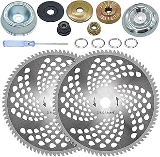 10" x 80 Teeth Carbide Tip Brush Cutter Blades Weed Trimmer Blade Head with Adapter Kit for Weed Eaters, for Husqvarna, Stihl Brush Cutter, String Trimmer, Lawn Mower(2 Pack)