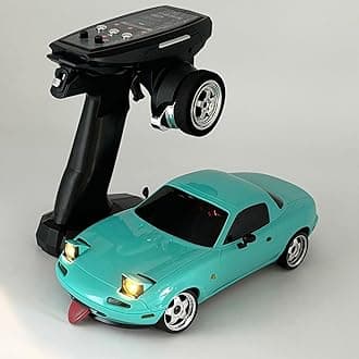 HLSFWDRIVE RC Drift Car 1/18 Scale LDRC Drift Car with Gyro Hobby RC Car for Adult RWD Drifting 2.4 GHz Gyroscope Proportional Throttle Steering Metal Drive Shafts Blinking Headlights LD1804