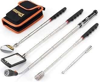 Telescoping Magnetic Pickup Tool Set, Inspection Mirror Telescoping, LED Flashlight, Cool Gadgets for Men, Gifts for Dad, Husband, Kids, Boyfriend, Magnet Stick