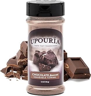 Upouria Chocolate Flavored Shakable Topping for Coffee, Lattes, Desserts, Gourmet Cocoa Taste, 5.5oz