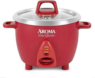 Aroma Housewares Select ARC-753SGR Stainless Steel with Uncoated Inner Pot, 6 Cup (Boiled) / 1.2 Qt, Red