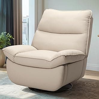 FLEXISPOT XRC7 Swivel Rocker Recliner Chair, 360° Swivel Oversized Armless Recliner Gaming Chair, Award-Winning Design with Premium PU Leather Upholstery for Living Room Gaming Room, Beige
