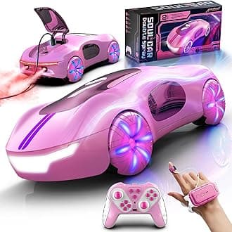 Gesture Sensing Remote Control Car, Drift RC Stunt Car with Light Spray & Sound, 2.4GHz Hobby RC Cars Toy for Kids, 360° Rotate, Birthday Gifts for Boys Girls 6-12（Pink）