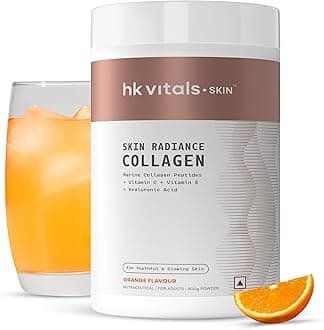 hk vitals Marine Collagen Supplement (Orange, 400g) | With Vitamin C, E, Sodium Hyaluronate | For Healthy Skin, Hair & Nails