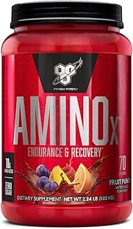 BSN Amino X Muscle Recovery & Endurance Powder, BCAAs, 10 Grams of Amino Acids, Keto Friendly, Caffeine-Free, Support Endurance, Zero Sugar, Fruit Punch, 70 servings, 35.84 Ounce (Packaging May Vary)