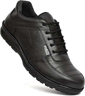 STONIX® Gola TPR Sole Safety Shoes for Men's| Stylish Look| Genuine Leather with Non Slip Outsole & Steel Toe| Comfortable and Waterproof,(Size-09) Black
