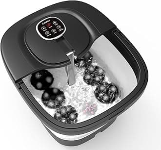 Foot Spa Bath Massager, Upgraded Foot Bath with Circulation Heat, Motorized Shiatsu Massage Balls, Pedicure Soaking Tub with Waves, Remote, Handle, Feet Stress Relief, Gifts