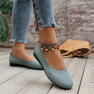 Womens Ballet Flats Shoes UK Sale Clearance, Ladies Round Toe Slip On Flats Knitted Flat Pumps Classic Ballerinas Casual Walking Loafers Comfort Knit Shoe Dressy Work Office Flats Softable Shoes