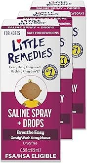 Saline Spray and Drops | Safe for Newborns | 0.5 Fl. Oz (Pack of 3)